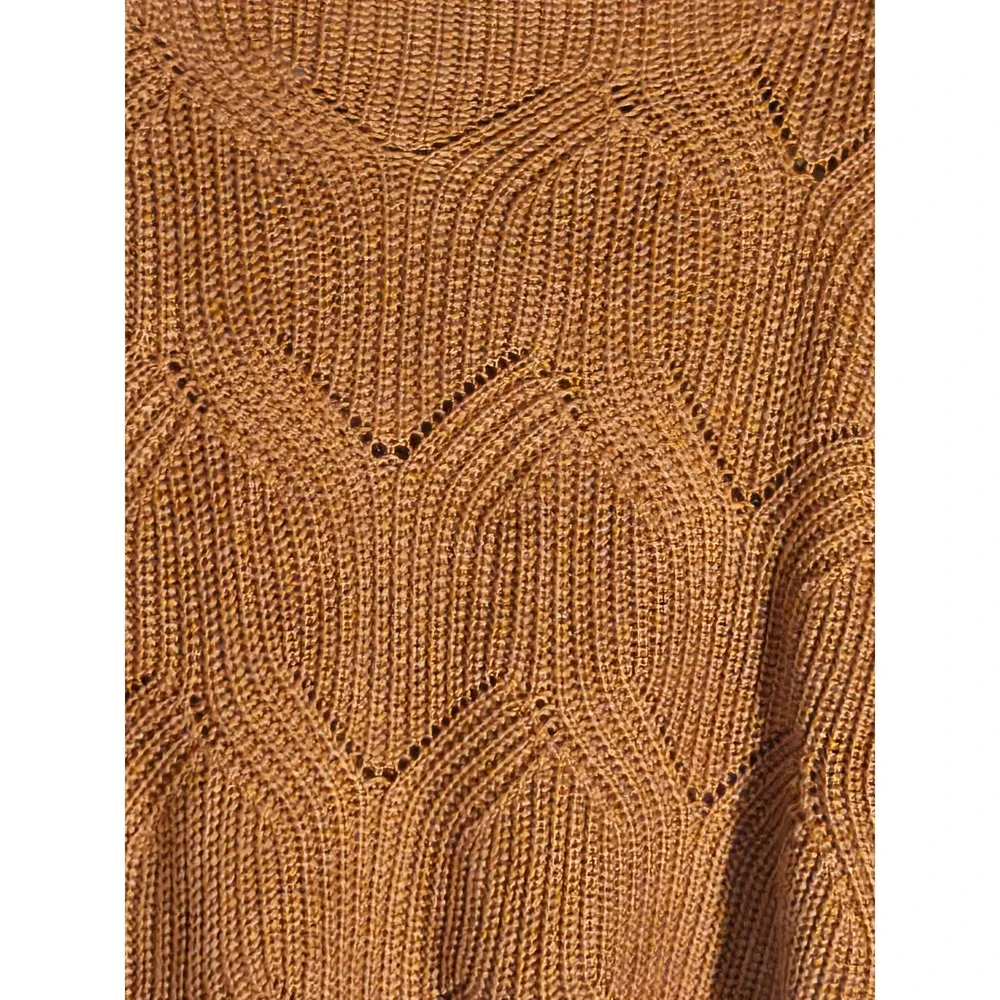 Moon & Madison Brown Chevron Pointelle Knit Oversized Dolman Sweater Womens XS - Picture 4 of 4